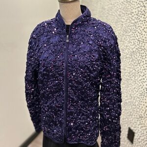 Sequin Embellished Purple Jacket